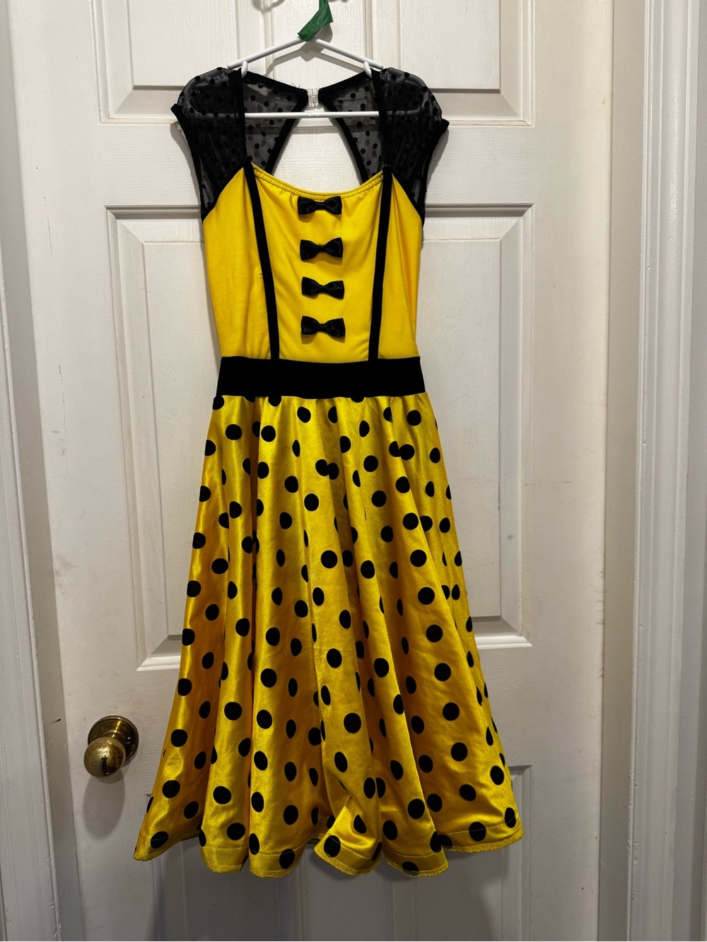 Yellow & Black Polka Dot Party Dress for Kids